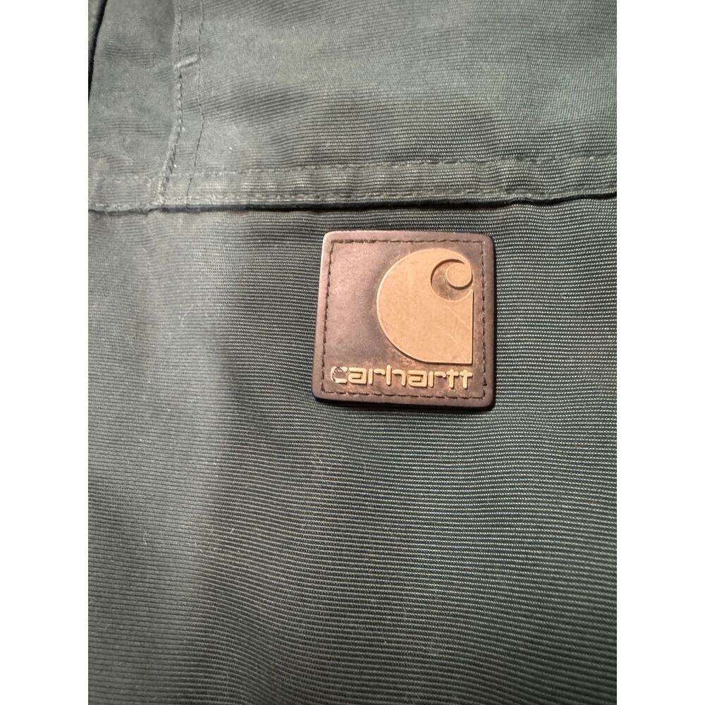Vintage Carhartt Hooded Work Chore Jacket Green Distressed Workwear Coat XXL - Picture 3 of 11